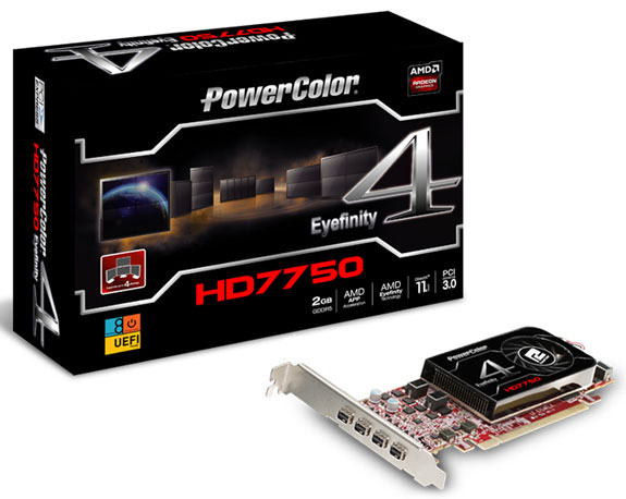 Видеокарта PowerColor HD 7750 2GB GDDR5 Eyefinity 4 LP Edition (UEFI)