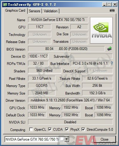 Видеокарта GeForce GTX 750 Ti - GPU-Z