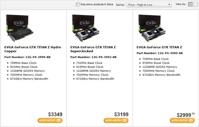 Видеокарты EVGA GeForce GTX Titan Z