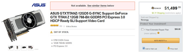 Цена на GeForce GTX Titan Z