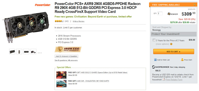 PowerColor PCS+ AXR9 290X