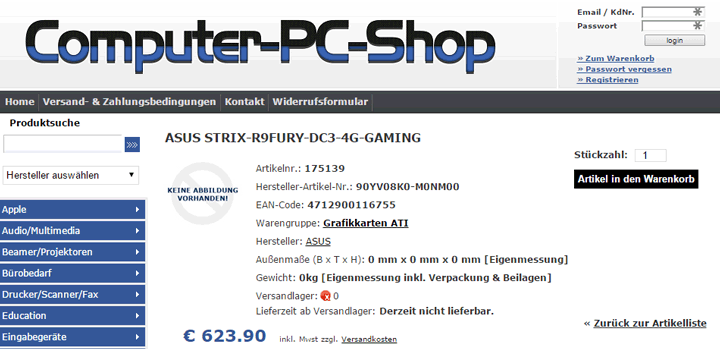 Видеокарта Asus Strix-R9Fury-DC3-4G-Gaming