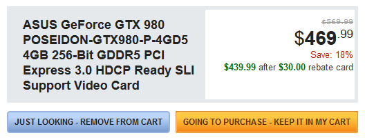 Asus GeForce GTX 980 Poseidon @Newegg