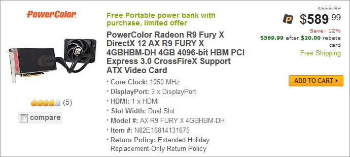 Цена видеокарты PowerColor Radeon R9 Fury X