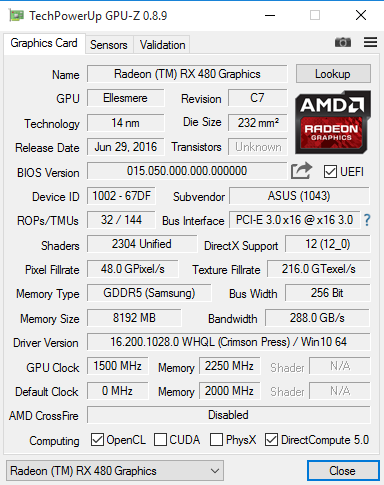 Radeon RX 480 Разгон