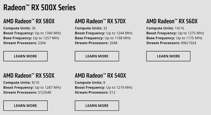 AMD Radeon RX 500X