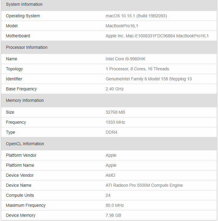 Amd radeon pro 5500m