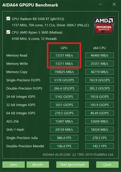 RX 5500 XT AIDA