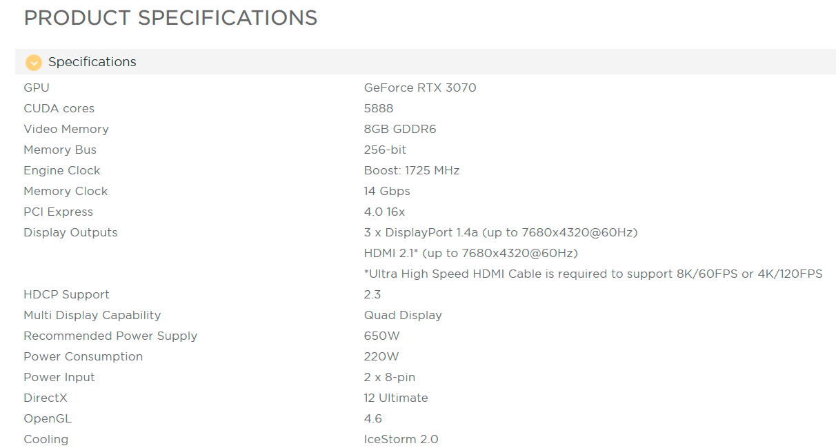 Zotac Gaming GeForce RTX 3070 Twin Edge