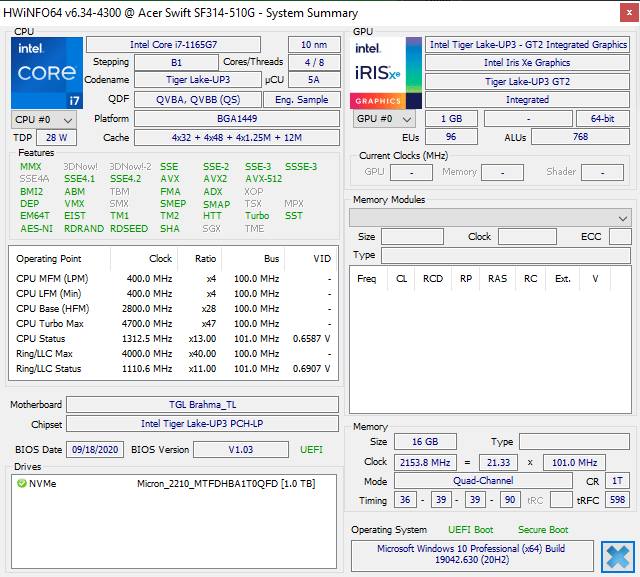 Acer Swift 3X SF314‑510G