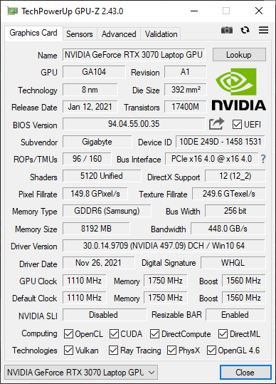 Gigabyte Aorus 15P XD