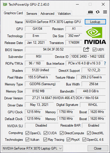 MSI GE66 Raider 10UG (MS-1542)