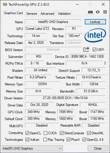 MSI GE66 Raider 10UG (MS-1542)