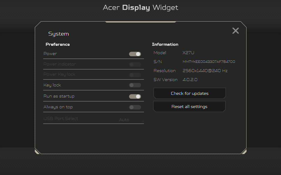 Acer Predator X27U