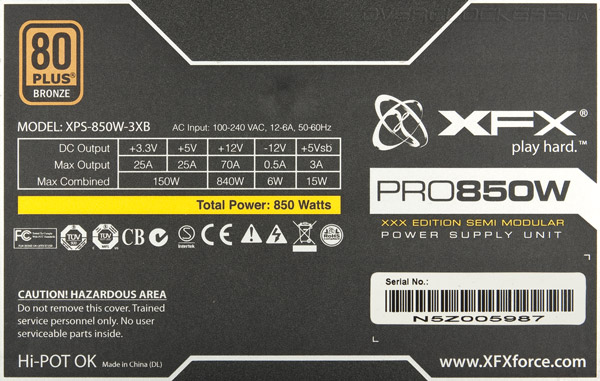 XFX Pro850W XXX Edition Semi Modular (P1-850X-XXB9)