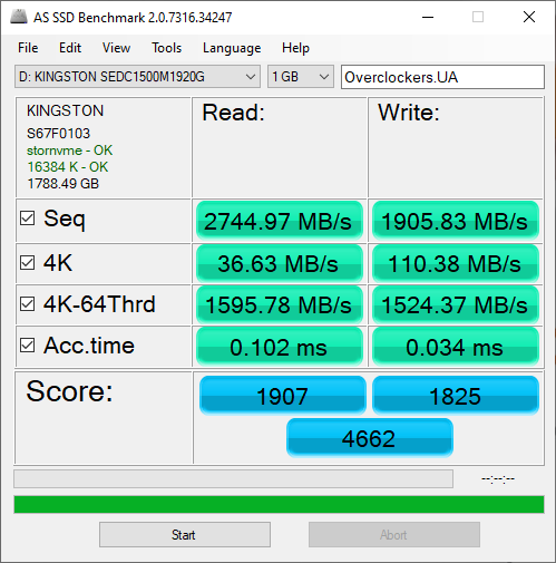 Kingston DC1500M U.2 NVMe SSD 1,92TB