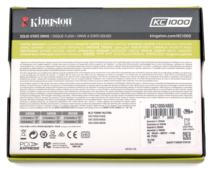 Kingston KC1000 NVMe PCIe SSD 480GB