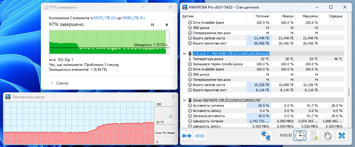 MSI Spatium M580 PCIe 5.0 NVMe M.2 2TB Frozr