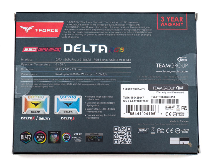 Team T-Force Delta RGB SSD 250GB