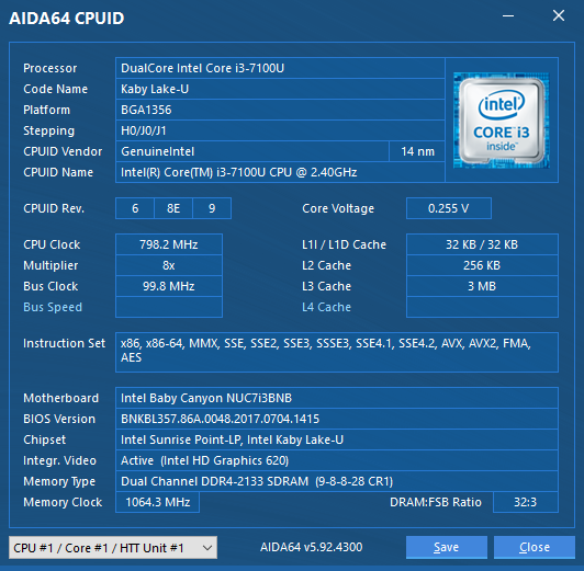 Intel NUC NUC7i3BNH