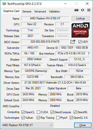 AMD Radeon RX 6700 XT