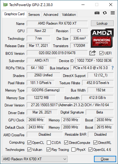 AMD Radeon RX 6700 XT