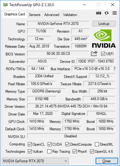 ASUS DUAL-RTX2070-O8G-MINI