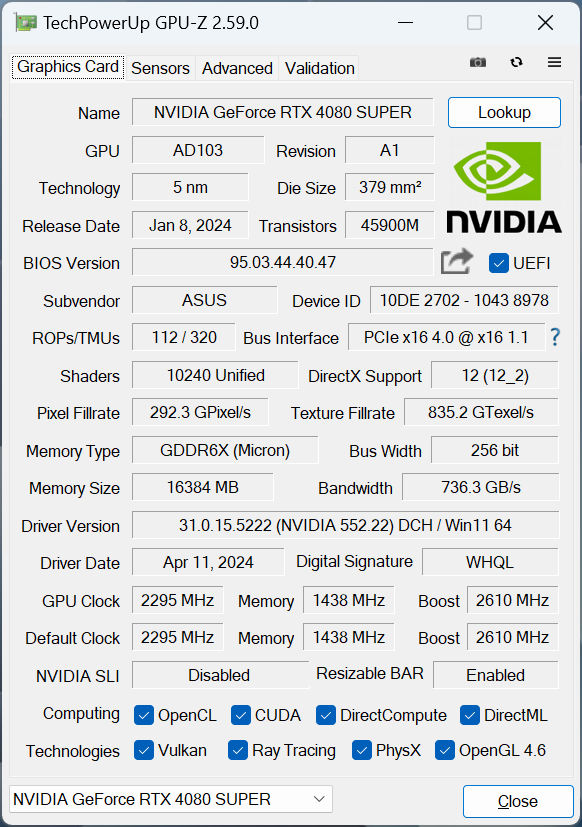 ASUS PROART-RTX4080S-O16G