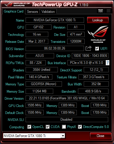 ASUS ROG-STRIX-GTX1080TI-O11G-GAMING