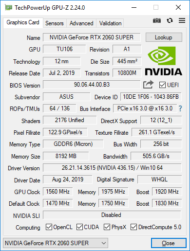 ASUS ROG-STRIX-RTX2060S-O8G-GAMING