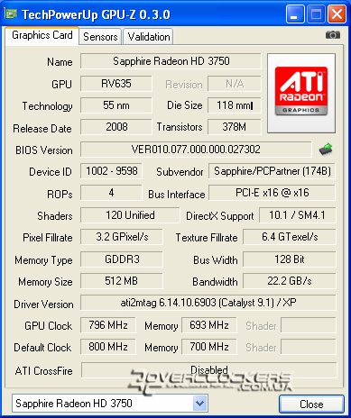 Видеокарта Sapphire ATI Radeon HD 3750 512M DDR3