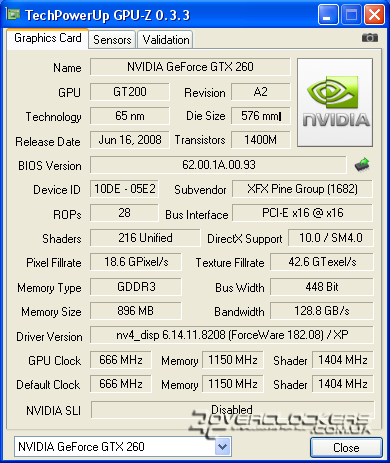 XFX GF GTX260 666M 896MB DDR3 Black (GX-260N-ADB)