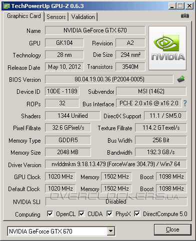 MSI N670 PE 2GD5/OC