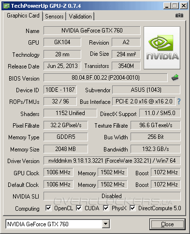 ASUS GTX760-DCMOC-2GD5