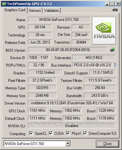 MSI N760 Hawk