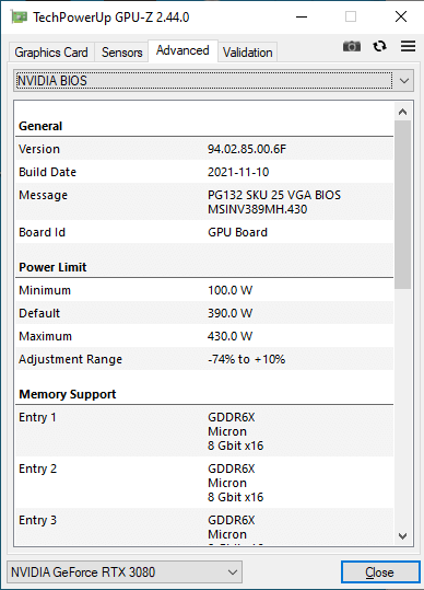 MSI GeForce RTX 3080 Suprim X 12G