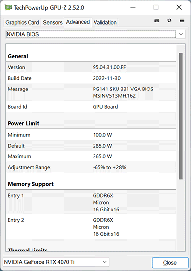 MSI GeForce RTX 4070 Ti Suprim X 12G