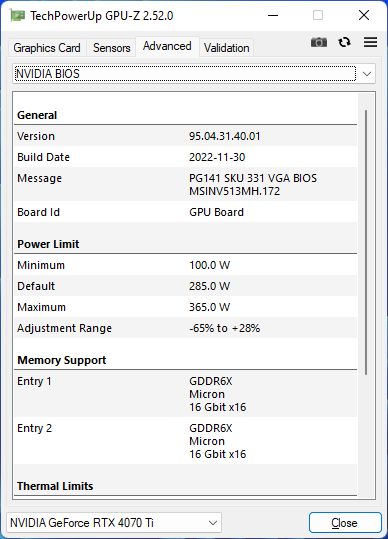 MSI GeForce RTX 4070 Ti Suprim X 12G
