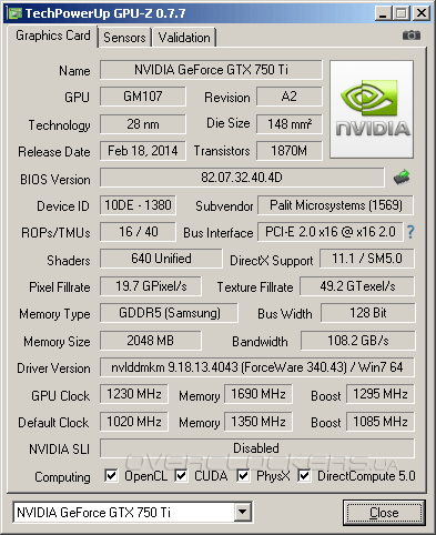 Palit GeForce GTX 750 Ti KalmX